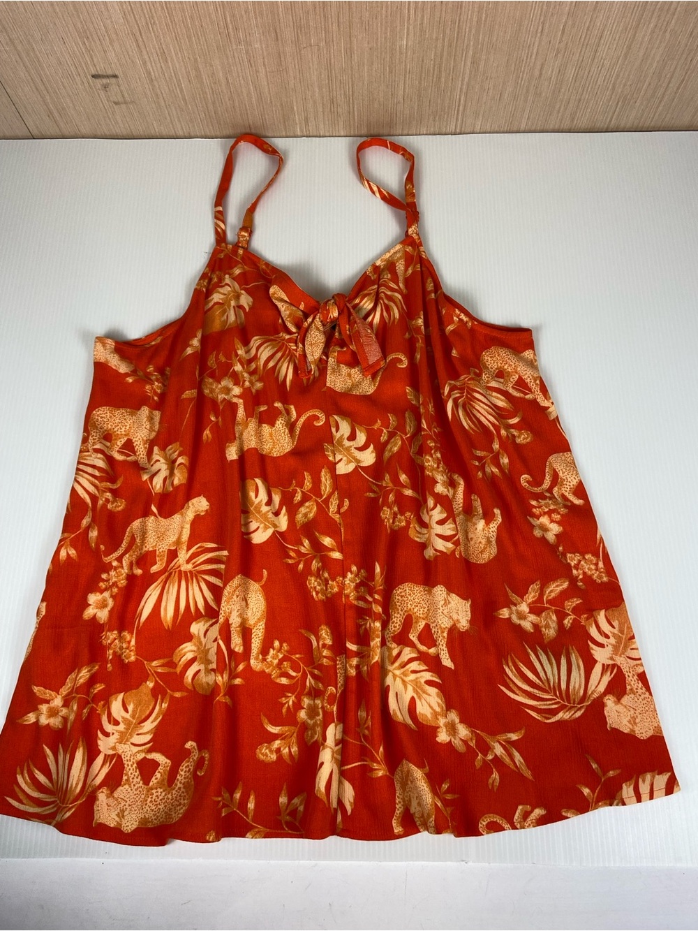 Torrid Orange Safari Animal Print Tie Front Cami Tank Size 1 (1X)